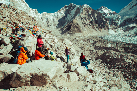 The Ultimate Guide to Adventure Activities in Nepal: Hikers resting at Everest Base Camp